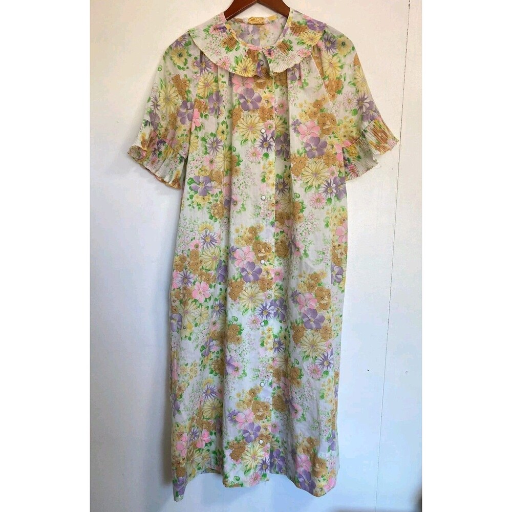 VTG Leisure Life Dress Womens XL House Muumuu Floral Boho Cottagecore Prairie